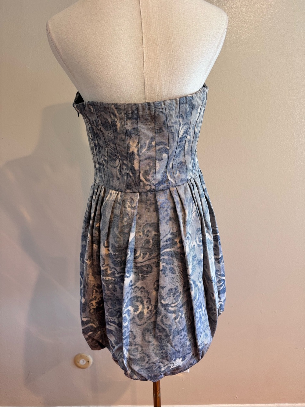 Joie Strapless Cotton Silk Bubble Hem Mini Dress Size M - Picture 3 of 12